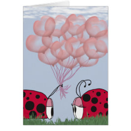 Adorable Ladybug mit Hübschem rosa Ballon Bouquet