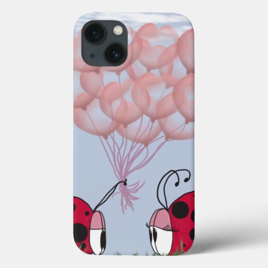 Adorable Ladybug mit Hübschem rosa Ballon Bouquet Case-Mate iPhone Hülle (Rückseite)