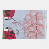 Adorable Ladybug mit Hübschem rosa Ballon Bouquet Geschirrtuch (Horizontal)