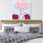 Adorable Ladybug mit Hübschem rosa Ballon Bouquet Leinwanddruck (Insitu (Schlafzimmer))