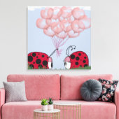 Adorable Ladybug mit Hübschem rosa Ballon Bouquet Leinwanddruck (Insitu (Wohnzimmer))