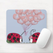 Adorable Ladybug mit Hübschem rosa Ballon Bouquet Mousepad (Mit Mouse)