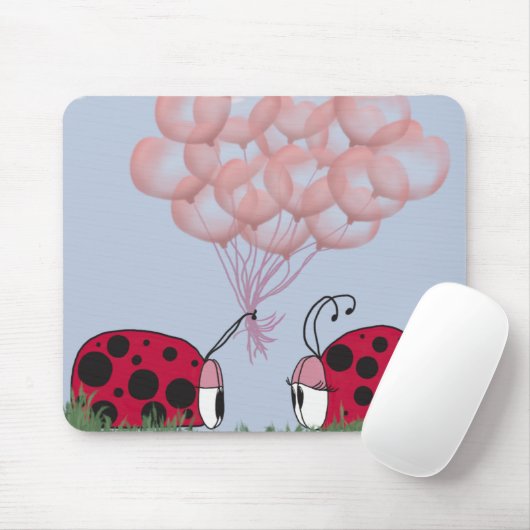 Adorable Ladybug mit Hübschem rosa Ballon Bouquet Mousepad (Mit Mouse)