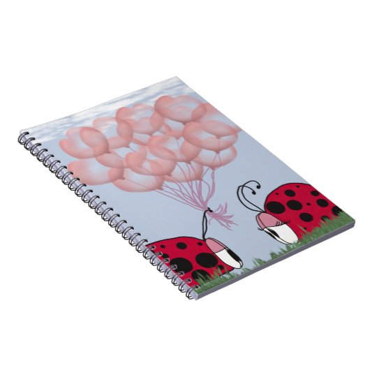 Adorable Ladybug mit Hübschem rosa Ballon Bouquet Notizblock (Rechte Seite)