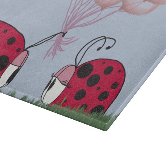 Adorable Ladybug mit Hübschem rosa Ballon Bouquet Schneidebrett (Ecke)