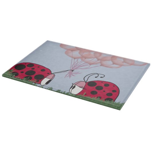 Adorable Ladybug mit Hübschem rosa Ballon Bouquet Schneidebrett (Ecke)