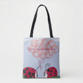 Adorable Ladybug mit Hübschem rosa Ballon Bouquet Tasche (Vorderseite)