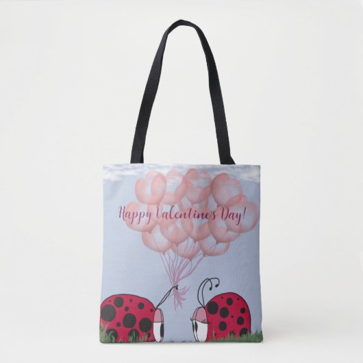Adorable Ladybug mit Hübschem rosa Ballon Bouquet Tasche (Vorderseite)