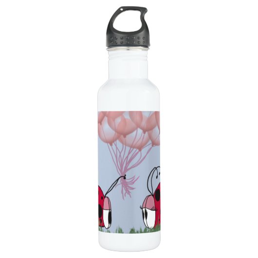 Adorable Ladybug mit Hübschem rosa Ballon Bouquet Trinkflasche (Vorderseite)