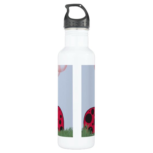Adorable Ladybug mit Hübschem rosa Ballon Bouquet Trinkflasche (Rückseite)