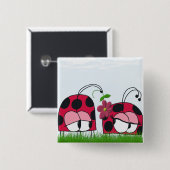 Adorable Ladybug Wog seine neue Liebe Cartoon Button (Vorne & Hinten)