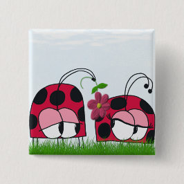 Adorable Ladybug Wog seine neue Liebe Cartoon Button