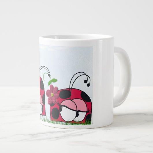 Adorable Ladybug Wog seine neue Liebe Cartoon Jumbo-Tasse (Vorderseite Rechts)