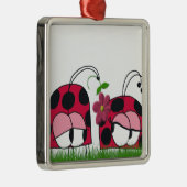 Adorable Ladybug Wog seine neue Liebe Cartoon Silbernes Ornament (Rechts)
