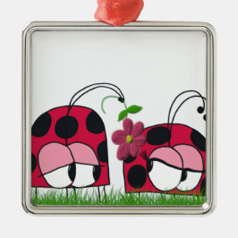 Adorable Ladybug Wog seine neue Liebe Cartoon Silbernes Ornament
