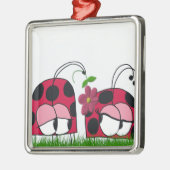 Adorable Ladybug Wog seine neue Liebe Cartoon Silbernes Ornament (Links)