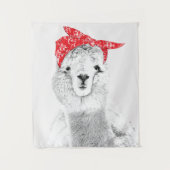 Adorable Lama Tragen einer Roten Bandana Wandteppich (Vorderseite)