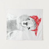 Adorable Lama Tragen einer Roten Bandana Wandteppich (Vorderseite (Horizontal))