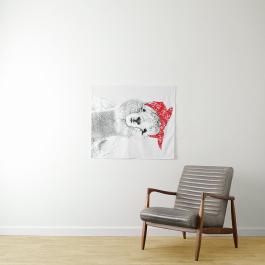 Adorable Lama Tragen einer Roten Bandana Wandteppich (Beispiel (Horizontal))