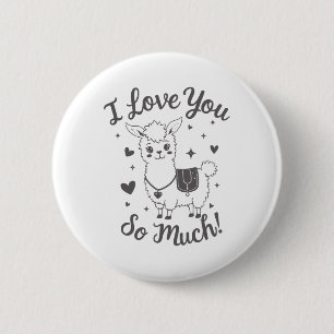 Adorable Lama Valentine Shirt Niedlich Retro Heart Button