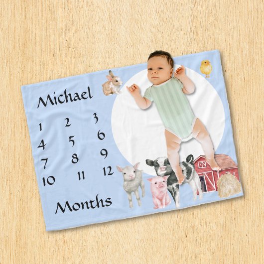 Adorable Landtiere Aquarellkuchen Baby Fleecedecke