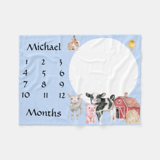 Adorable Landtiere Aquarellkuchen Baby Fleecedecke (Vorderseite (Horizontal))