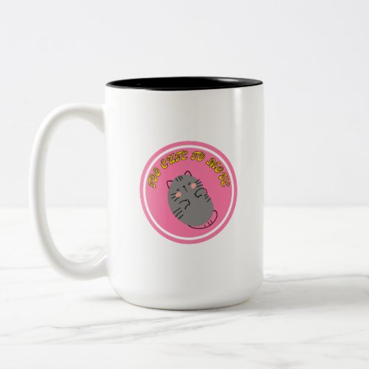 Adorable Lazy Cat "Too Cute To Move" Design Zweifarbige Tasse (Links)
