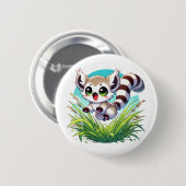 Adorable Lemur, die durch das hohe Gras spwindet Button (Vorne & Hinten)
