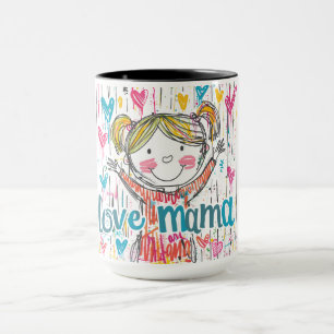 Adorable "Liebe Mama" Illustrierte Tasse