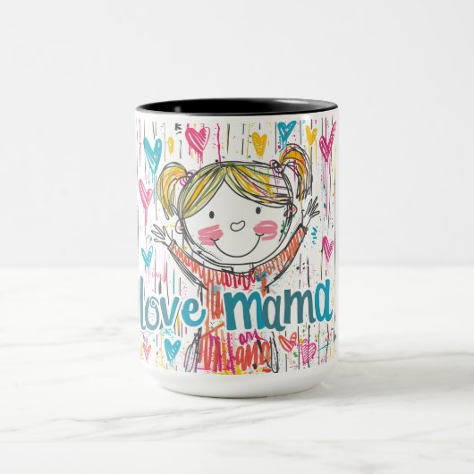 Adorable "Liebe Mama" Illustrierte Tasse (Zentrum)