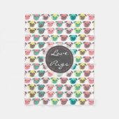 Adorable "Liebe Möpsen" farbige Möpsen Veranschaul Fleecedecke (Vorderseite)