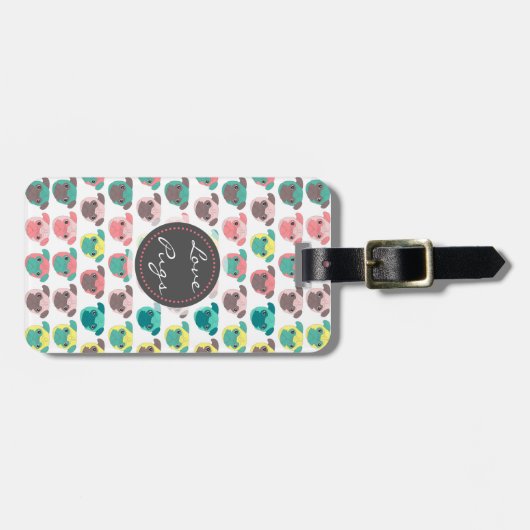 Adorable "Liebe Möpsen" farbige Möpsen Veranschaul Gepäckanhänger (Vorderseite horizontal)