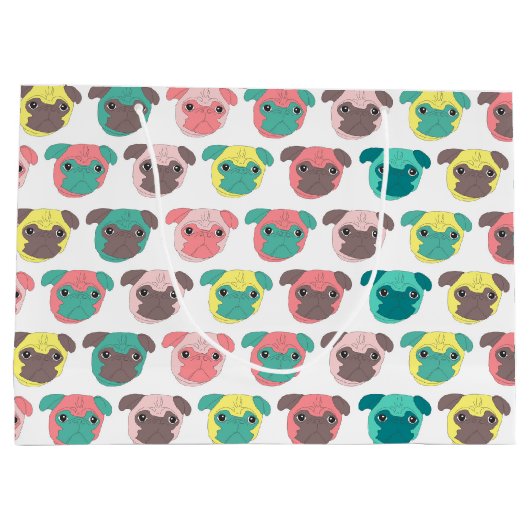 Adorable "Liebe Möpsen" farbige Möpsen Veranschaul Große Geschenktüte (Rückseite)