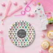 Adorable "Liebe Möpsen" farbige Möpsen Veranschaul Pappteller (Party)