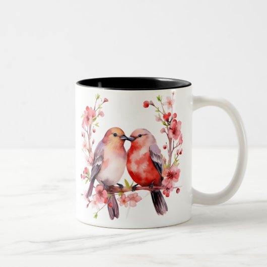 Adorable - Liebesvögel Zweifarbige Tasse (Rechts)