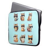 Adorable Light Blue Cat Theme Electronics Bag Laptopschutzhülle (Vorderseite Links)