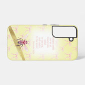 .Adorable Light Yellow Pink Bow Scripture Pink Bee Samsung Galaxy Hülle (Rückseite (Horizontal))