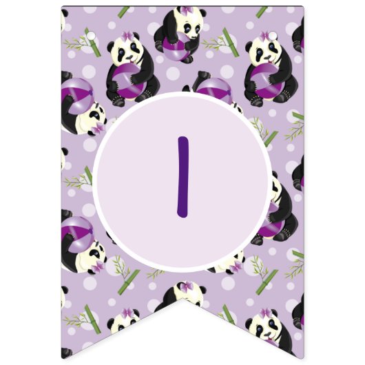 Adorable Lilac Panda Bear Baby Dusche Wimpelkette (Zweite Fahne)