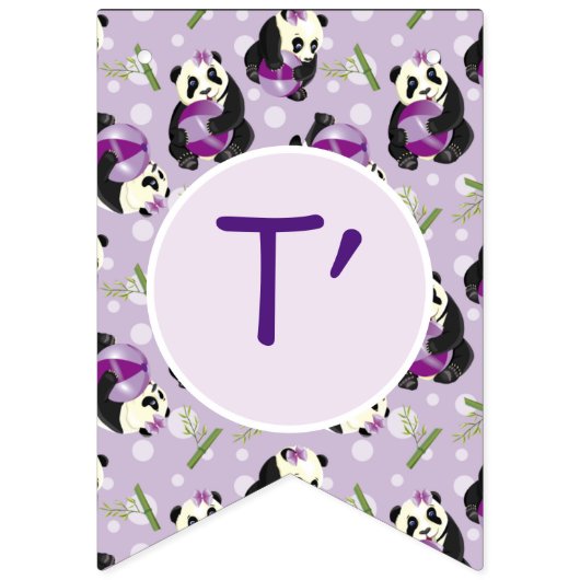 Adorable Lilac Panda Bear Baby Dusche Wimpelkette (Dritte Fahne)
