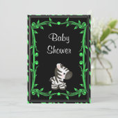 Adorable Lime Green Zebra Baby Dusche Einladung (Stehend Vorderseite)