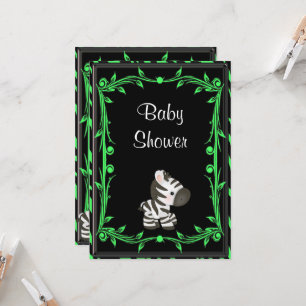 Adorable Lime Green Zebra Baby Dusche Einladung