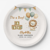 Adorable Lion Baby Shower Boy Pappteller (Vorderseite)