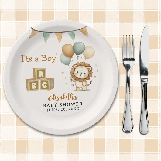 Adorable Lion Baby Shower Boy Pappteller