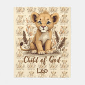 Adorable Lion Cub Christian Art Faith Quote Fleecedecke (Vorderseite)