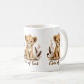 Adorable Lion Cub Christlich Art Faith Quote Kaffeetasse (VorderseiteRechts)
