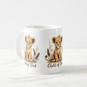 Adorable Lion Cub Christlich Art Faith Quote Kaffeetasse (Vorderseite Links)