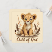 Adorable Lion Cub Christlich Art Faith Quote Karte (Vorderseite/Rückseite Beispiel)