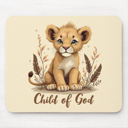 Adorable Lion Cub Christlich Art Faith Quote Mousepad (Vorne)