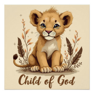 Adorable Lion Cub Christlich Art Faith Quote Poster