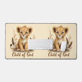 Adorable Lion Cub Christlich Art Faith Quote Schreibtischunterlage (Tastatur & Maus)